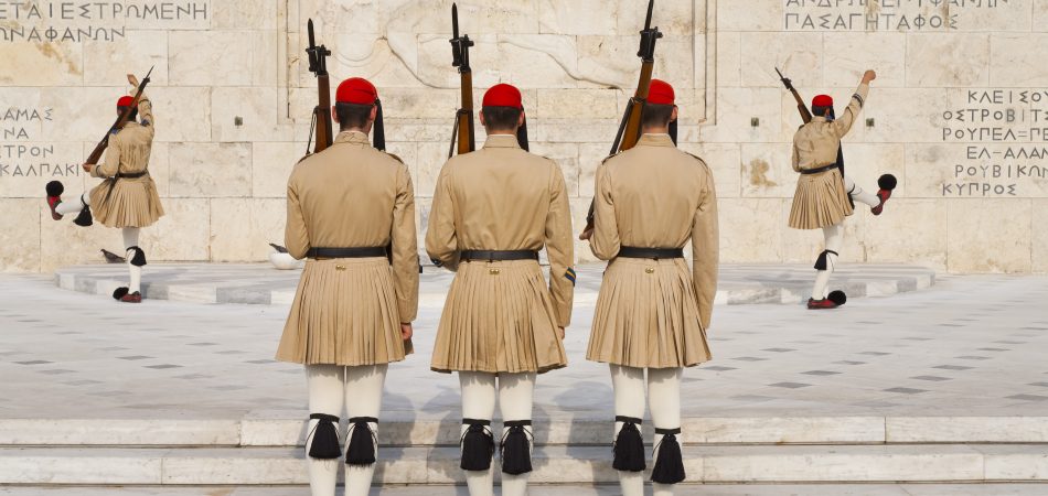 Ceremonial changing guards in Athens, Greece