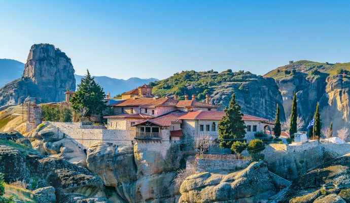 Meteora monasteries on UNESCO cliffs in Greece