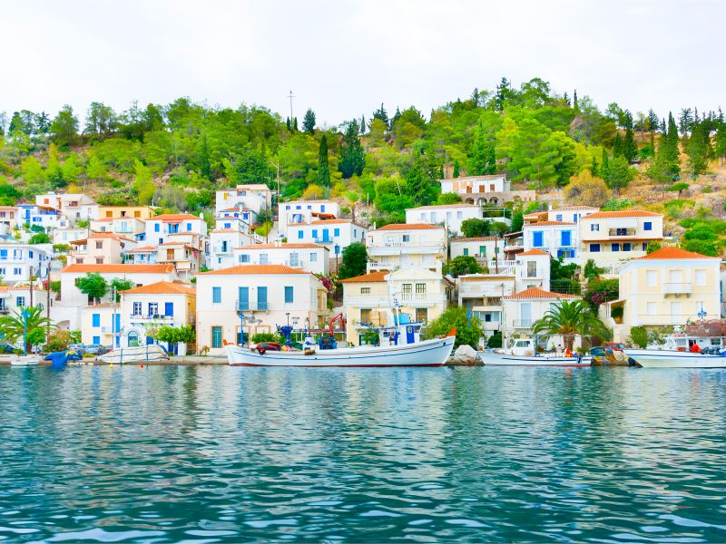View,Of,The,Capital,Of,Poros,Island,In,Greece