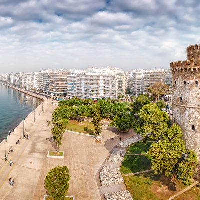 Aerial,Panoramic,View,Of,The,Main,Symbol,Of,Thessaloniki,City