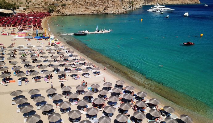 Aerial Drone Photo of an Iconic and Famous beach in Greece