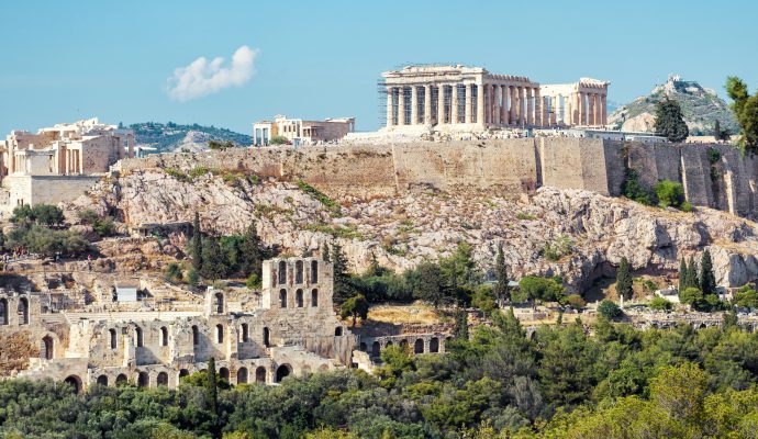 Panoramic View The Acropolis of Athens Greece.