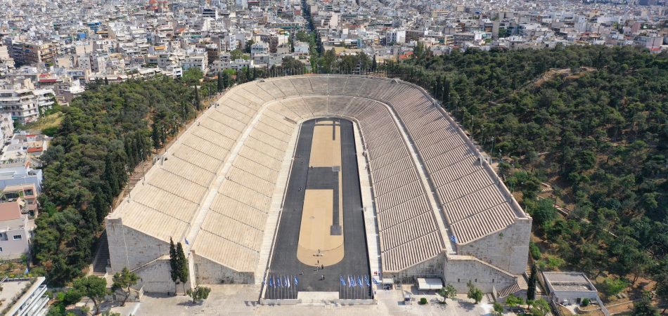 Aerial,Drone,Photo,Of,Iconic,Ancient,Panathenaic,Stadium,Or,Kalimarmaro