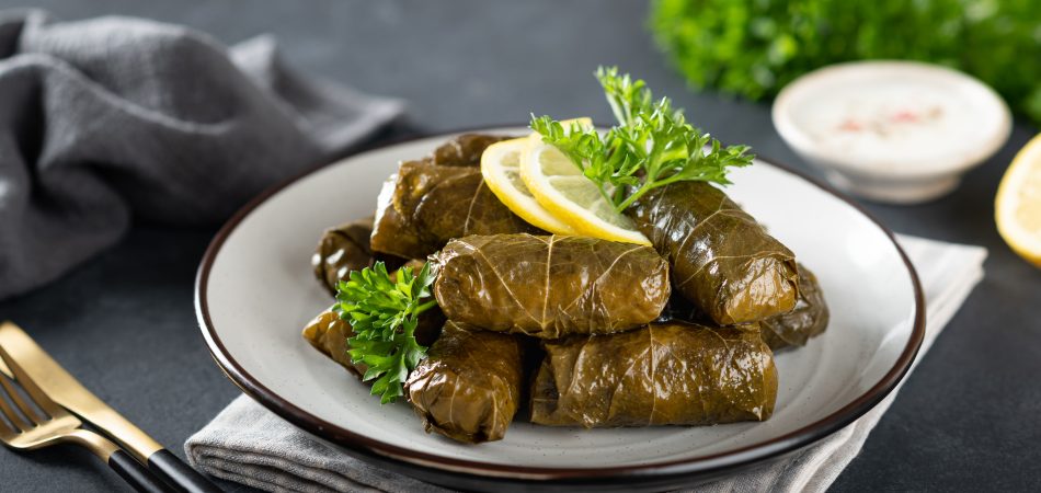 Dolma,On,A,Dark,Background,,,Traditional,Caucasian,,Turkish,And