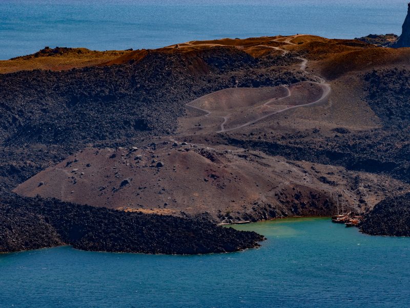 Aerial,View,Of,The,Island,Of,Nea,Kameni,The,Volcano