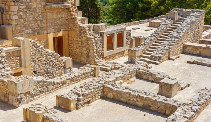 Ruins of the Minoan Palace of Knossos Heraklion Crete Greece,