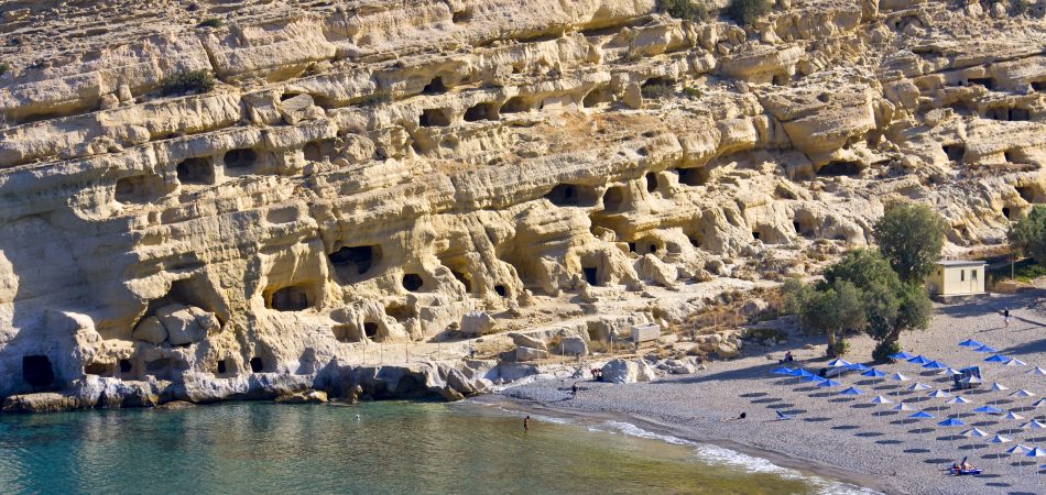 Matala beach at Crete Island Greece,